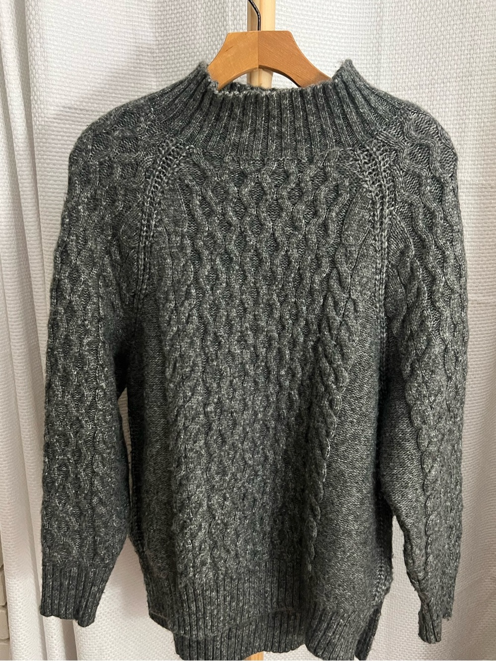 A New Day- women’s Charcoal Cable Knit Crewneck Sweater, medium